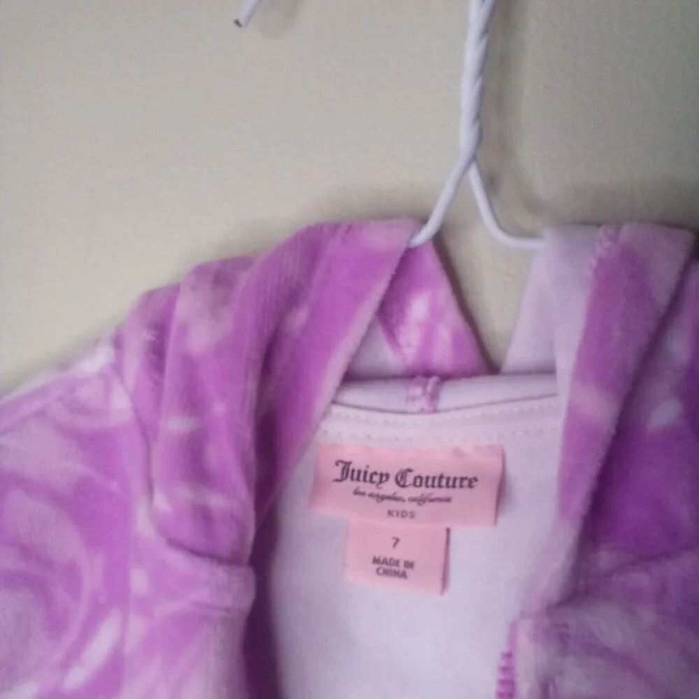 Juicy Couture Jacket Girls 7 Fleece Full Zip Pocket Pink